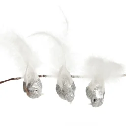 Silver Bird Clip with White Feather Tail - Set of 3 Store