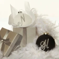 Silver Bling Monogram Christmas Bauble Clearance