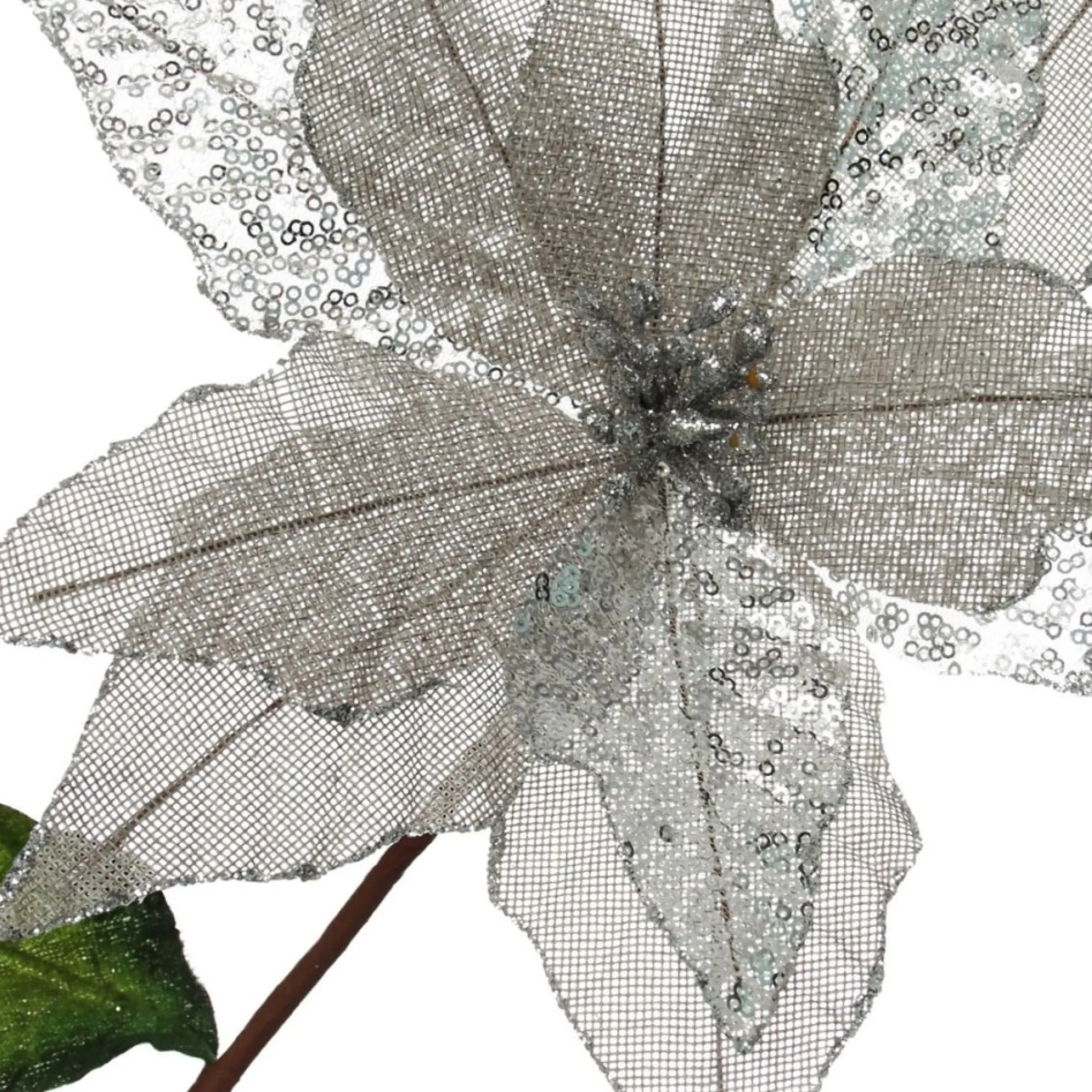 Silver Burlap Sequin Flower Shop