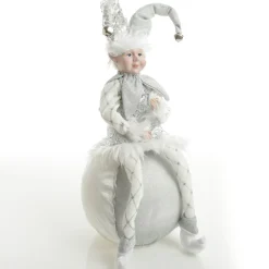 Silver Elf on Bauble Christmas Ornament Shop