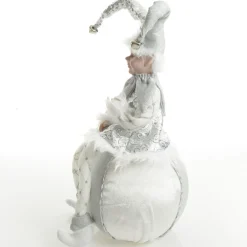 Silver Elf on Bauble Christmas Ornament Shop