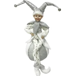 Silver Elf on Bauble Christmas Ornament Shop