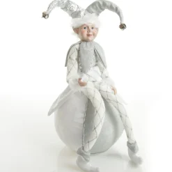 Silver Elf on Bauble Christmas Ornament Shop