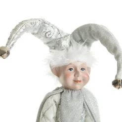 Silver Elf on Bauble Christmas Ornament Shop