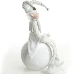 Silver Elf on Bauble Christmas Ornament Shop