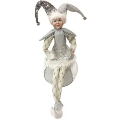 Silver Elf on Bauble Christmas Ornament Shop