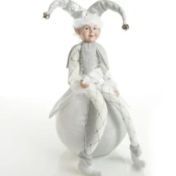 Silver Elf on Bauble Christmas Ornament Shop