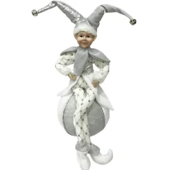 Silver Elf on Bauble Christmas Ornament Shop
