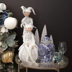 Silver Elf on Bauble Christmas Ornament Shop