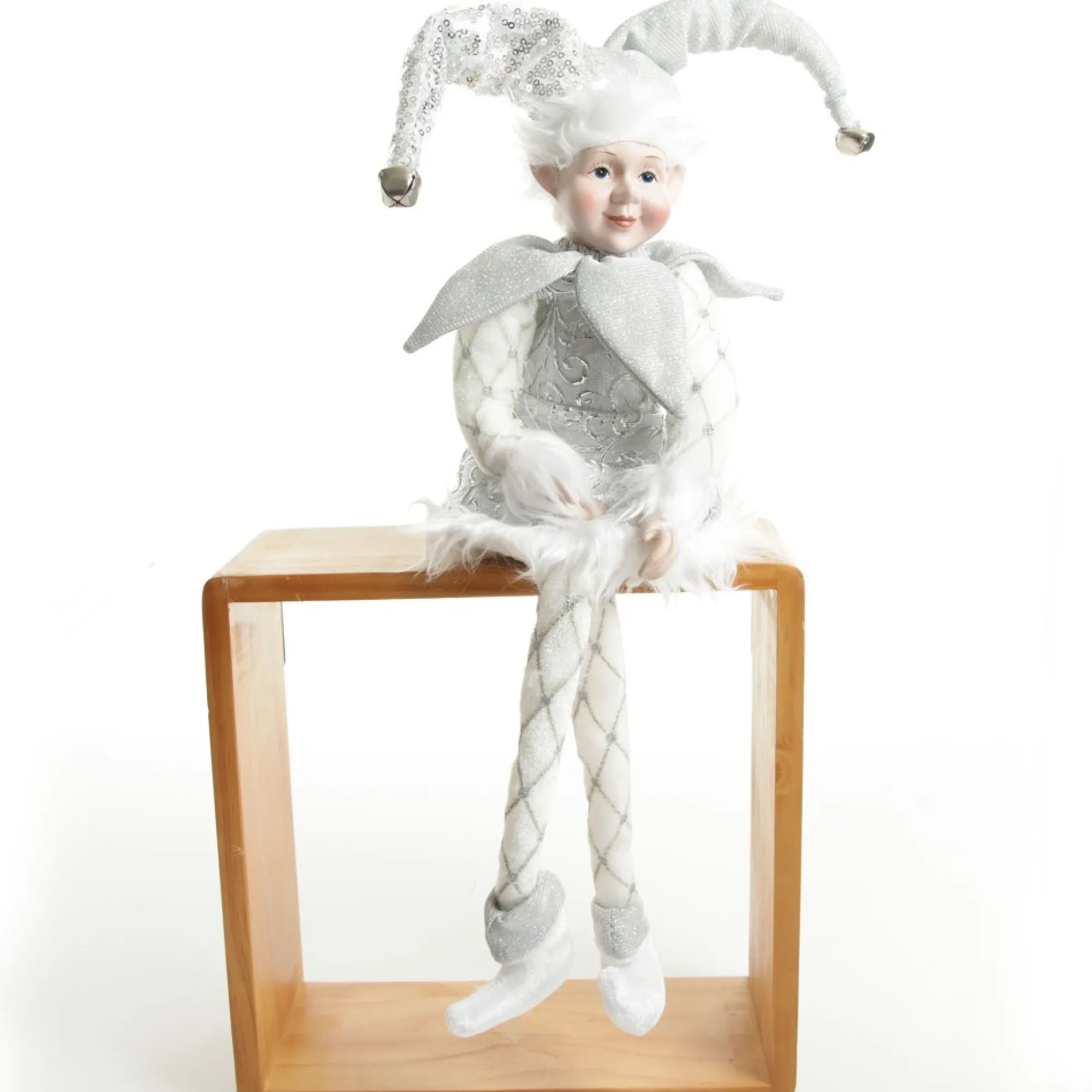 Silver Elf Sitting Christmas Ornament Outlet