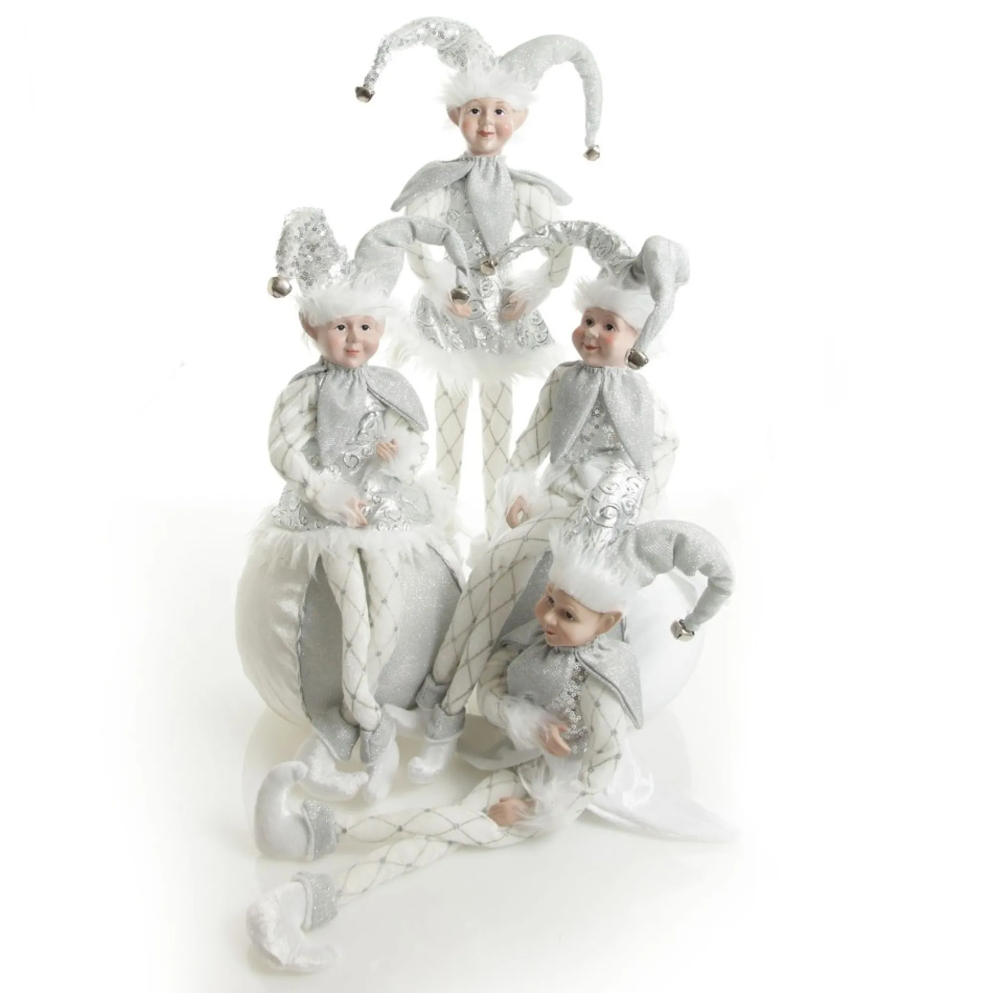 Silver Elf Sitting Christmas Ornament Outlet