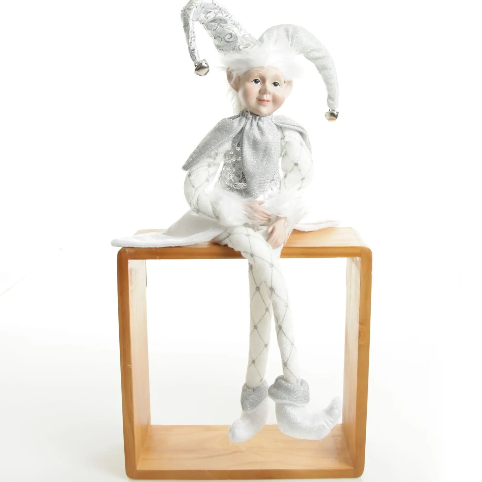 Silver Elf Sitting Christmas Ornament Outlet