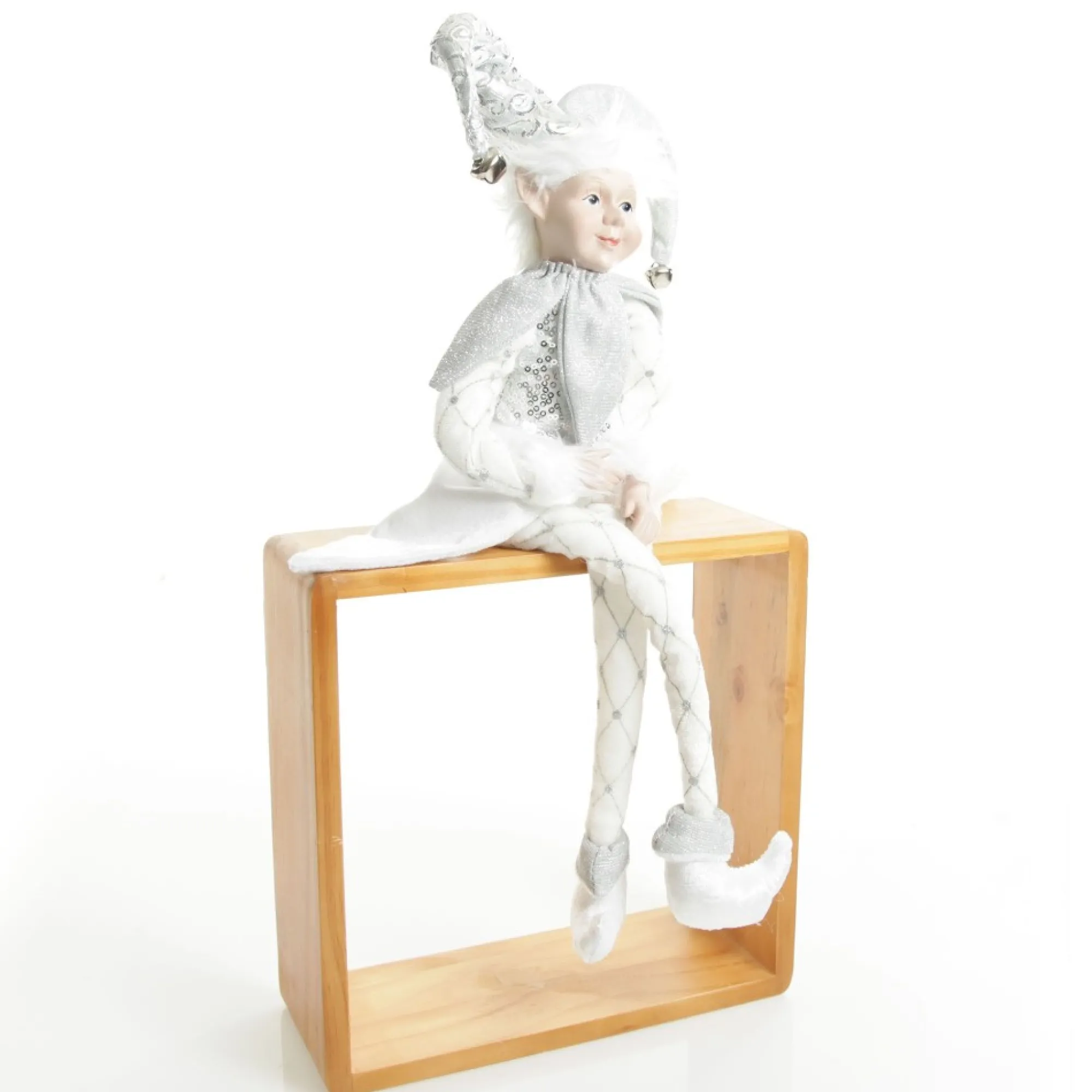 Silver Elf Sitting Christmas Ornament Outlet