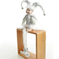 Silver Elf Sitting Christmas Ornament Outlet