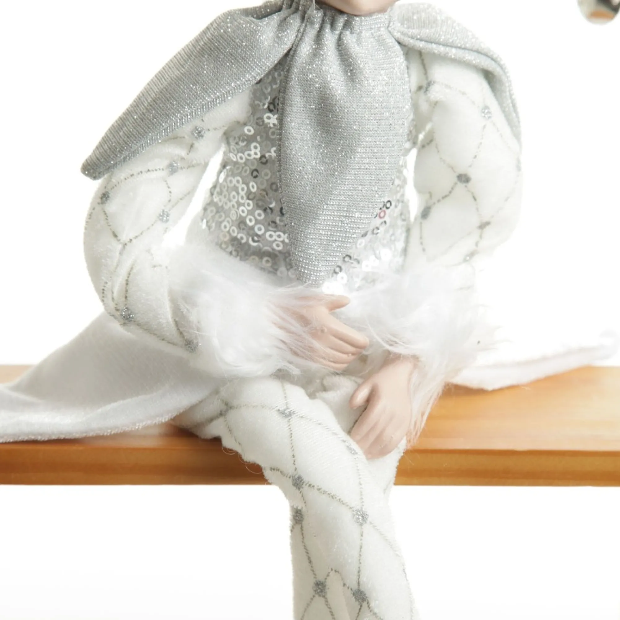 Silver Elf Sitting Christmas Ornament Outlet