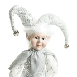 Silver Elf Sitting Christmas Ornament Outlet