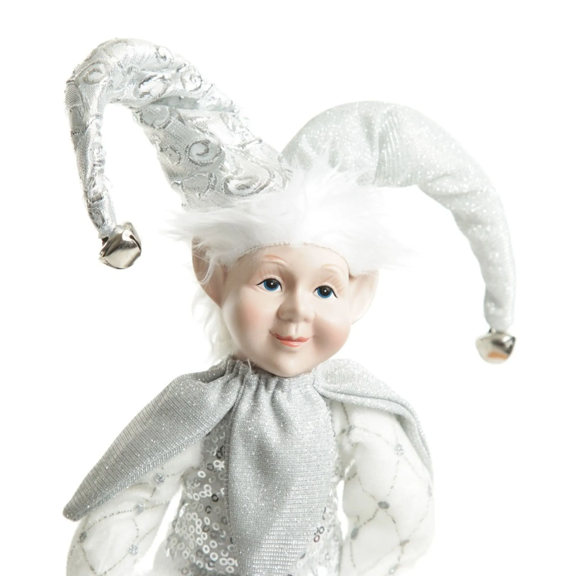 Silver Elf Sitting Christmas Ornament Outlet