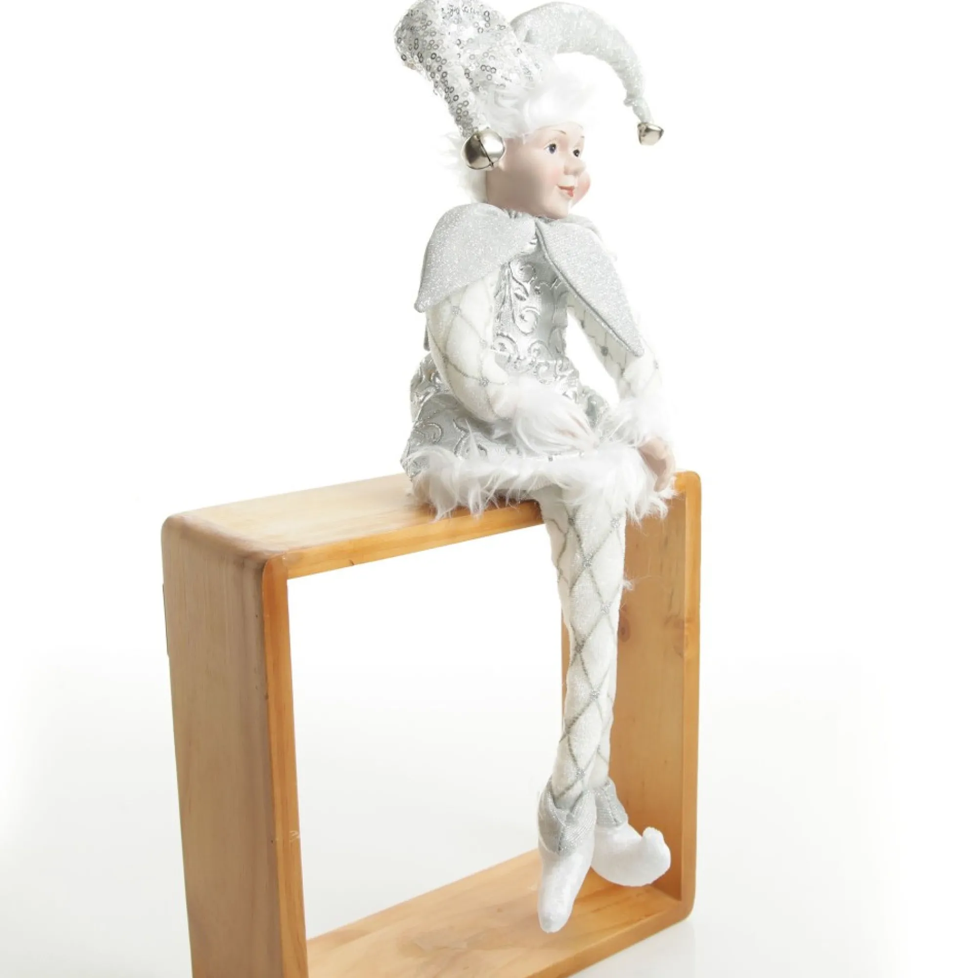 Silver Elf Sitting Christmas Ornament Outlet