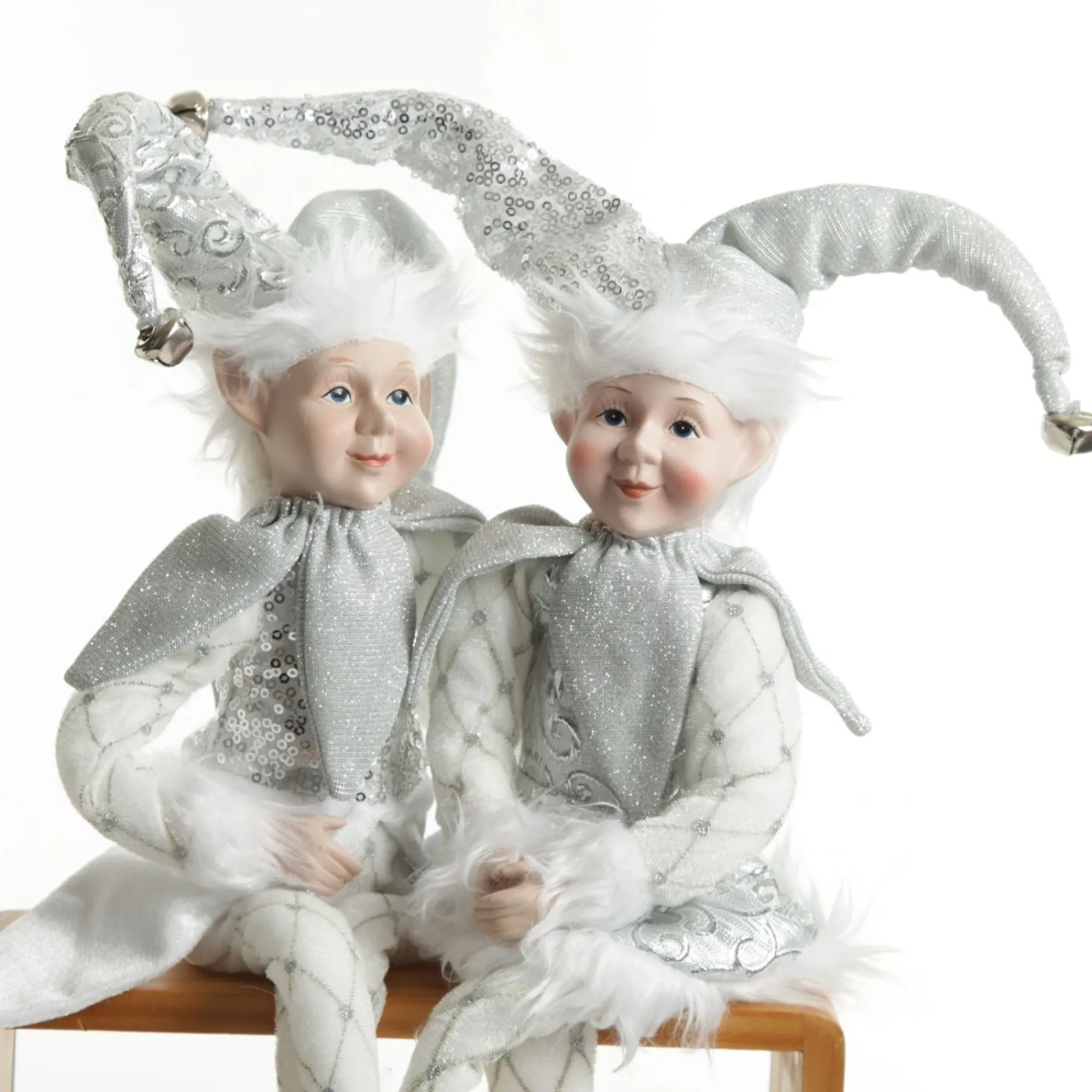 Silver Elf Sitting Christmas Ornament Outlet