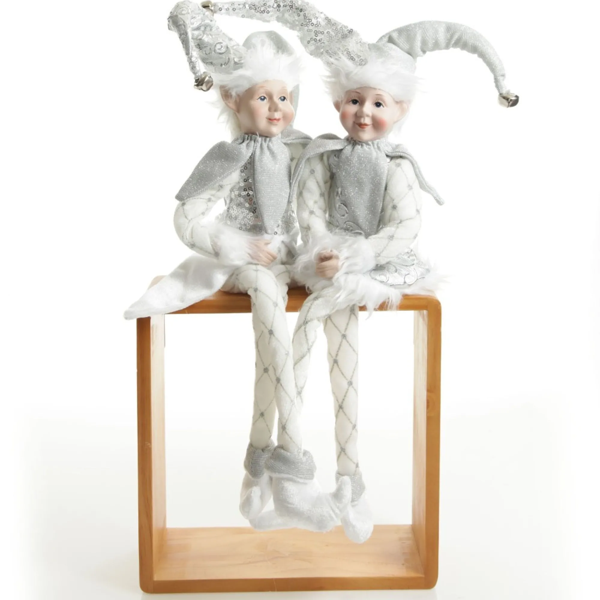 Silver Elf Sitting Christmas Ornament Outlet