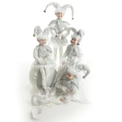 Silver Elf Sitting Christmas Ornament Outlet