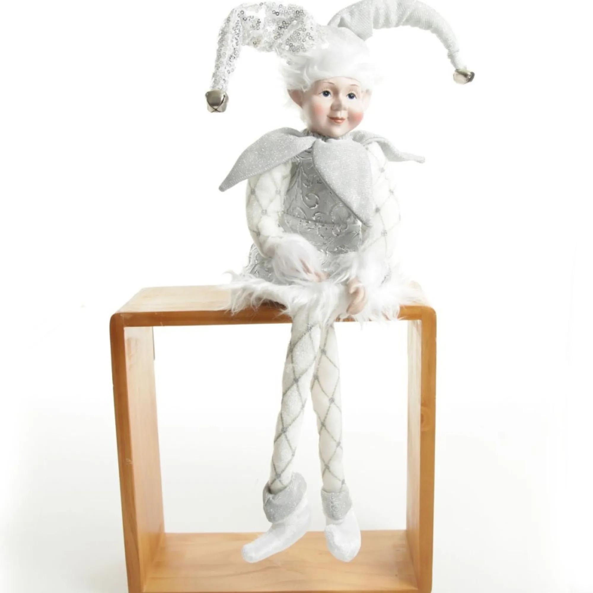 Silver Elf Sitting Christmas Ornament Outlet