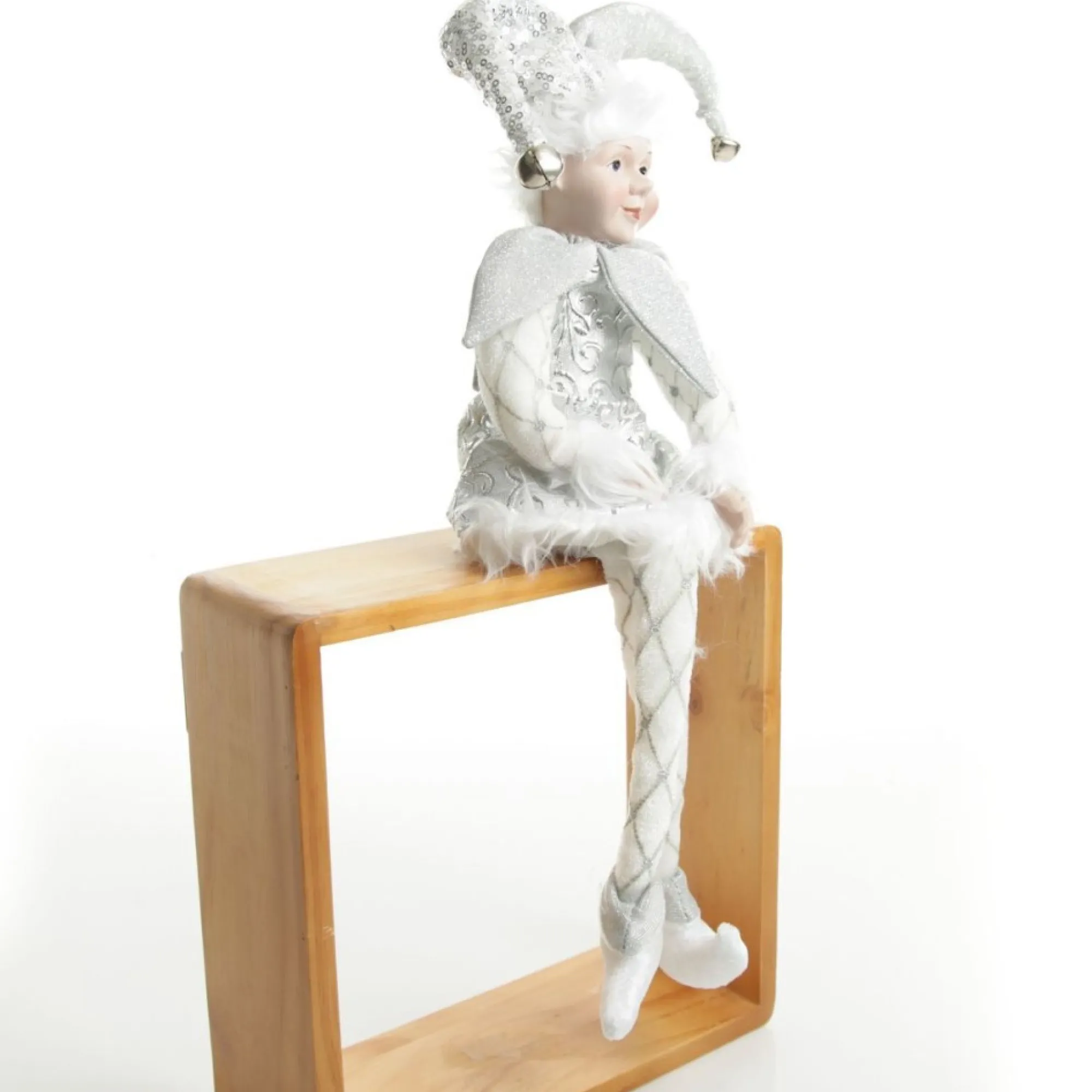 Silver Elf Sitting Christmas Ornament Outlet