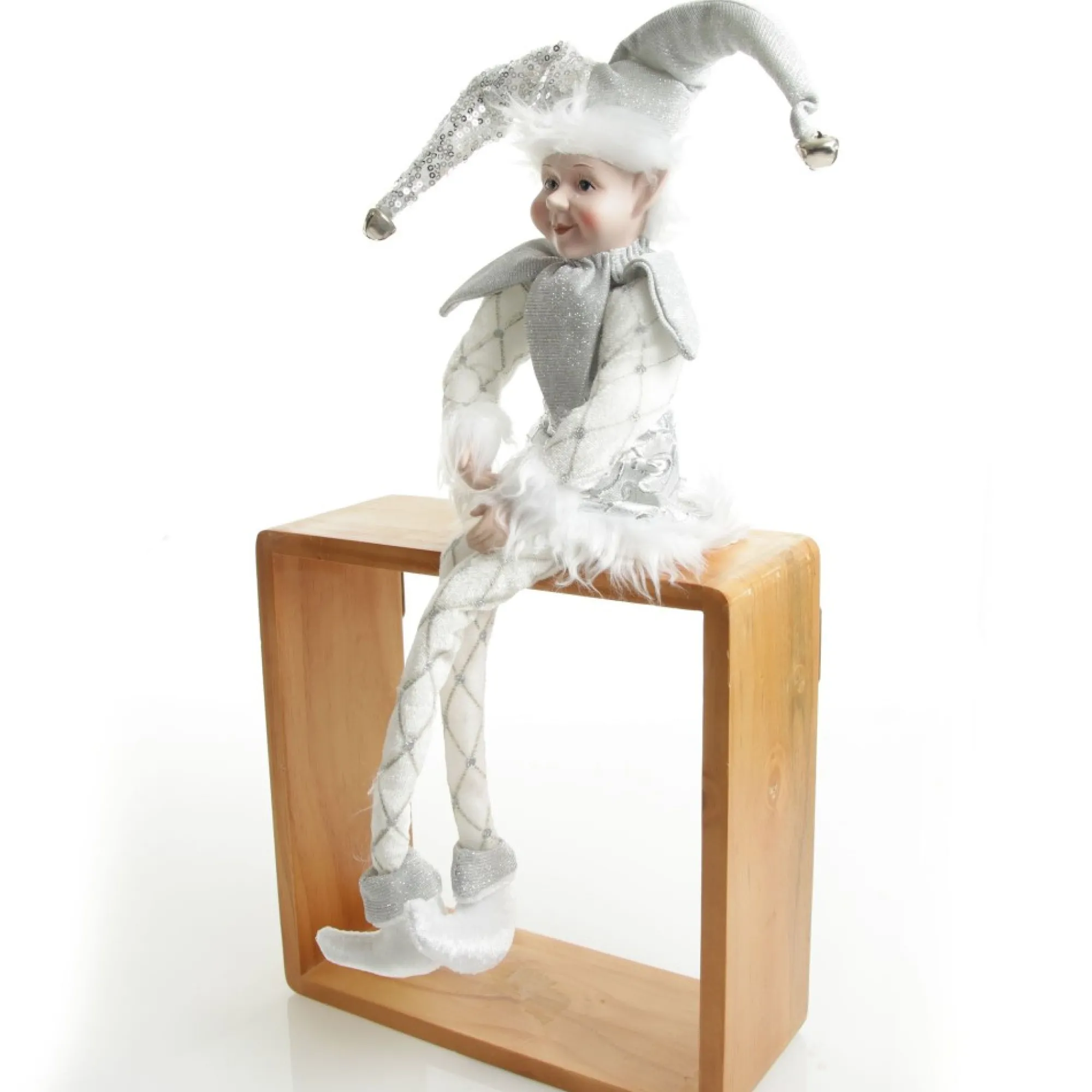 Silver Elf Sitting Christmas Ornament Outlet