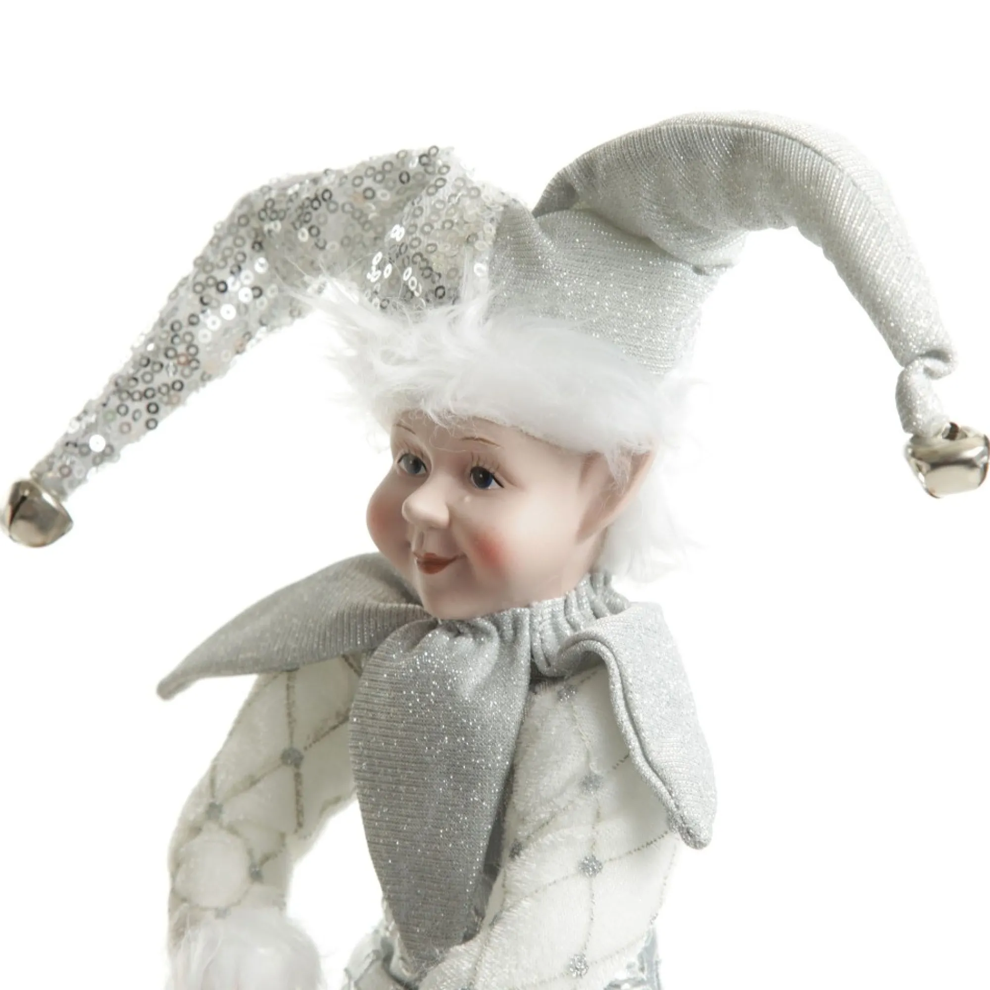 Silver Elf Sitting Christmas Ornament Outlet