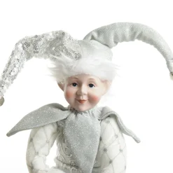 Silver Elf Sitting Christmas Ornament Outlet