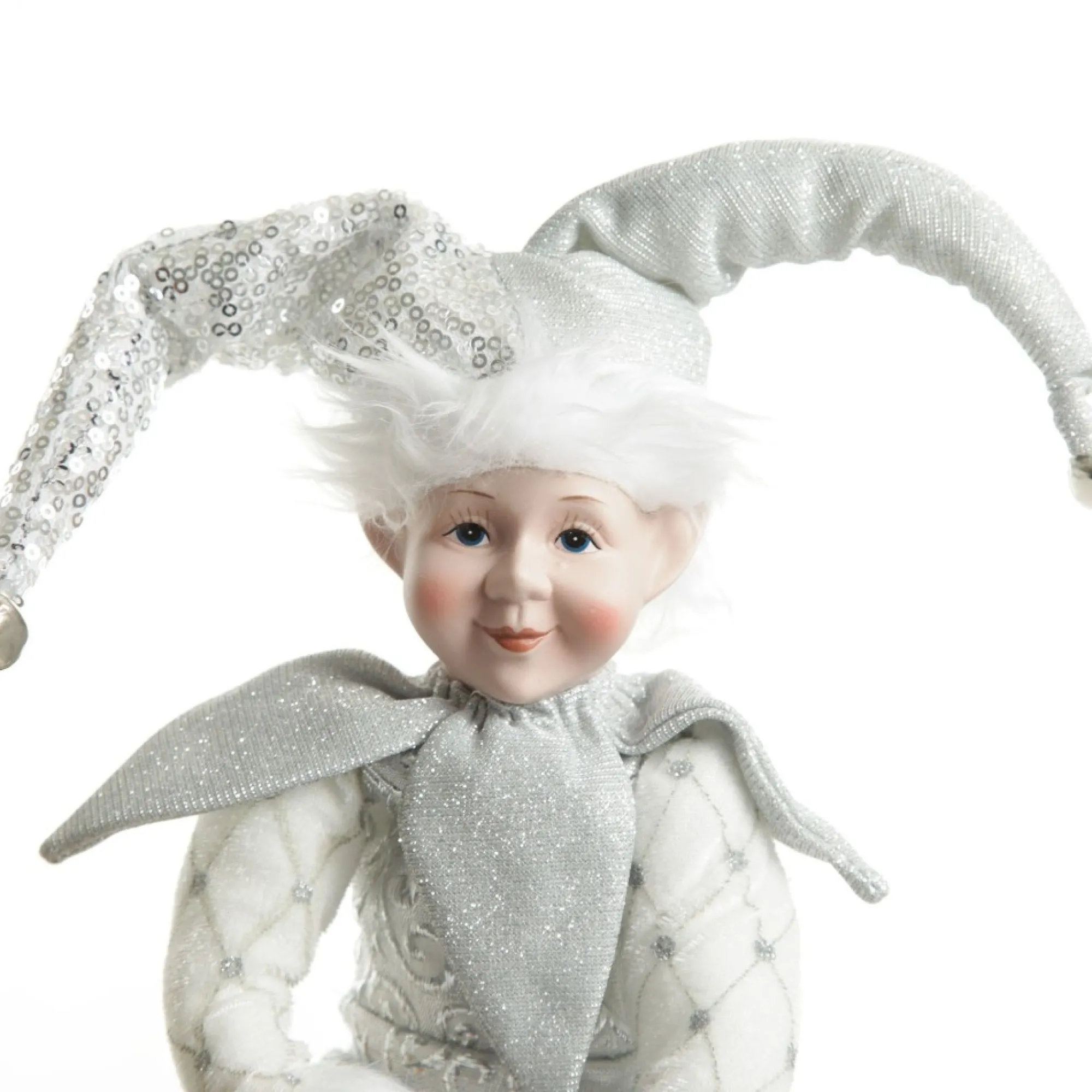 Silver Elf Sitting Christmas Ornament Outlet