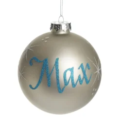 Silver Glass Personalised Christmas Bauble Best Sale