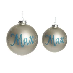 Silver Glass Personalised Christmas Bauble Best Sale