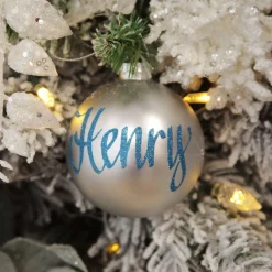 Silver Glass Personalised Christmas Bauble Best Sale