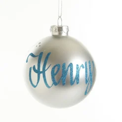 Silver Glass Personalised Christmas Bauble Best Sale