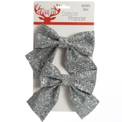 Silver Glitter Bow - Set of 2 Store