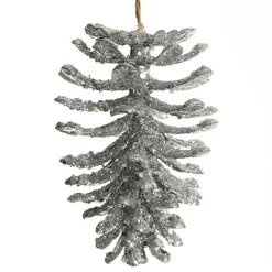 Silver Glitter Faux Hanging Pinecone Cheap