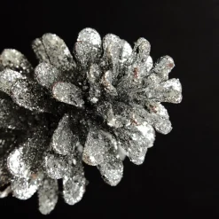 Silver Glitter Faux Hanging Pinecone Cheap