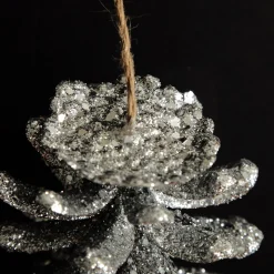 Silver Glitter Faux Hanging Pinecone Cheap