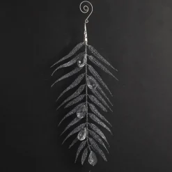 Silver Glitter Fern and Crystal Tree Decoration Cheap
