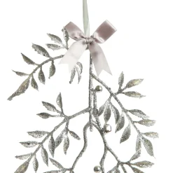 Silver Glitter Fern Tree Decoration with Mini Bells Discount