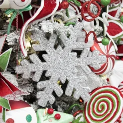 Silver Glitter Hanging Snowflake - Large Shop