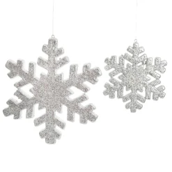 Silver Glitter Hanging Snowflake - Large Shop