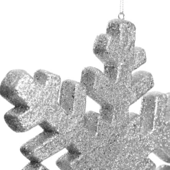 Silver Glitter Hanging Snowflake - Small Sale