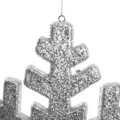 Silver Glitter Hanging Snowflake - Small Sale