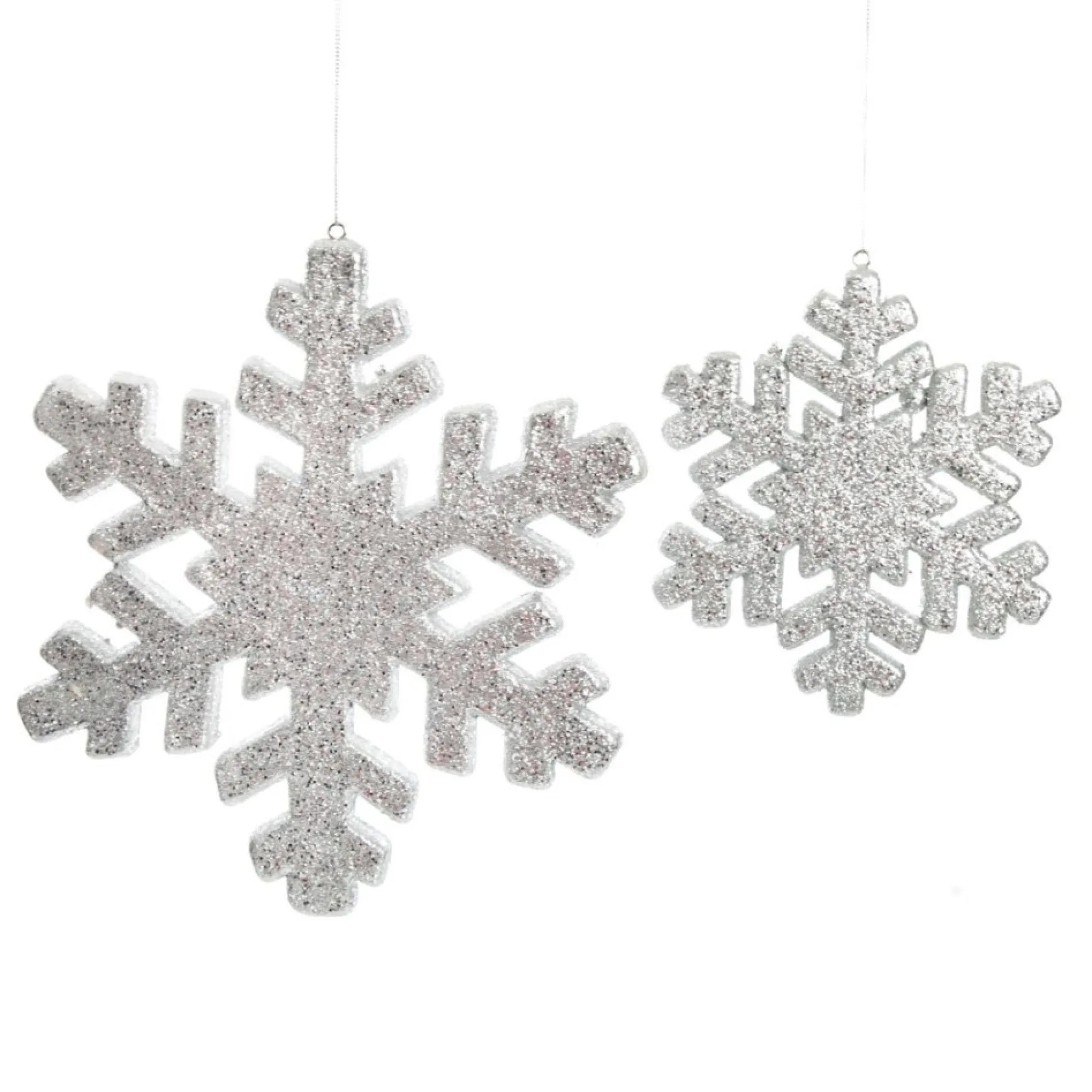 Silver Glitter Hanging Snowflake - Small Sale