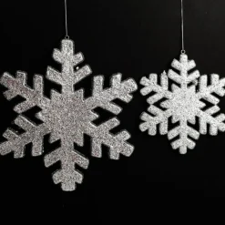 Silver Glitter Hanging Snowflake - Small Sale