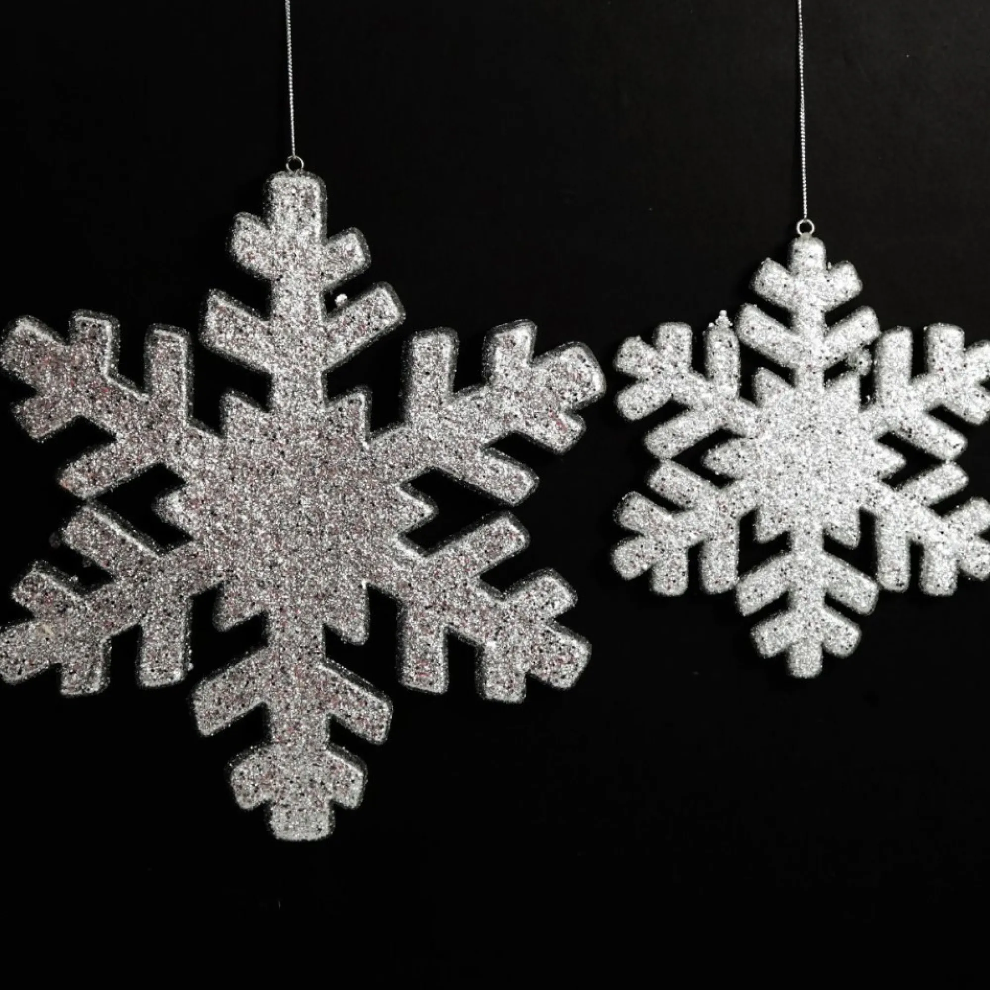 Silver Glitter Hanging Snowflake - Small Sale