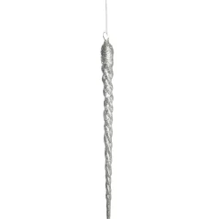 Silver Glitter Icicle Long Drop New