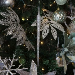 Silver Glitter Icicle Long Drop New